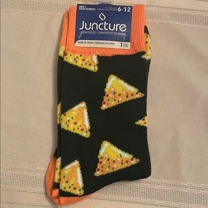Men's Black and Orange Crew Socks with chips brand new